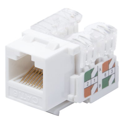 Módulo Jack Keystone / Cat6 / Clase E / Terminación 110 Punchdown / RJ45 / Sin Blindaje / Color Blanco