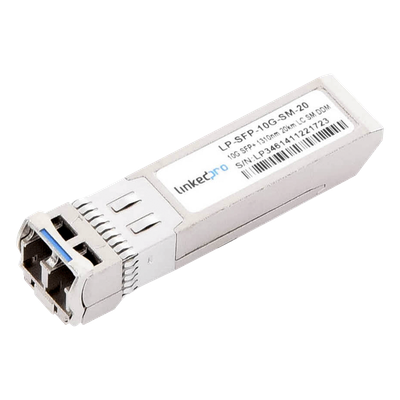 Transceptor SFP+ / 10 Gbps / Monomodo 1310 nm / LC Dúplex / 20 km (12.4 mi) / DDM / Hot-Pluggable