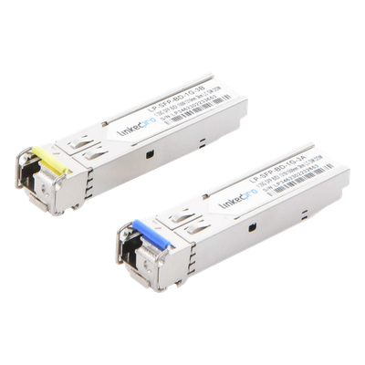 Transceptor Óptico SFP Bidireccional / 1.25 Gbps / Monomodo 3 km (9842.5 ft) / 1310 & 1550 nm / LC/UPC Simplex / DDM / Hot-Plug / 2 Piezas