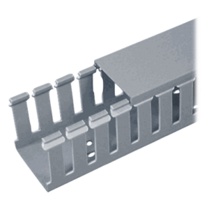 Canaleta Ranurada de PVC con Tapa / Tipo F / 32 mm Ancho x 28.7 mm Alto / 2 m (6.56 ft) Largo / Gris