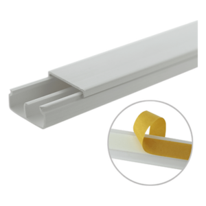 Canaleta PVC / 20 x 10 mm / División Interna / 1.83 m (6 ft) / Auto-extinguible / Cinta Adhesiva / NOM-001-SEDE