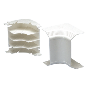 Esquinero Interior para Canaleta / PVC Rígido / Doble Cara / Radio de Curvatura 1 in / UL94V-0 / Blanco Mate