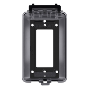 Caja Protectora de Contactos para Exterior / Policarbonato de Alto Impacto / Protección NEMA 3R / 127V 15A 60Hz / Tapa Transparente Base Negra / Resistente a Intemperie UV