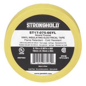 Cinta Aislante Eléctrica / PVC 0.18 mm / 19 mm x 20.12 m (66 ft) / 600V / UL 510 / Amarillo