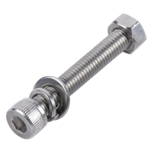 Tornillo Allen / M8-1.25 x 30 mm / Acero Inoxidable 304 / Con Tuerca, Arandela Plana y de Presión / DIN 127