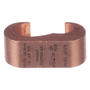 Conector de Puesta a Tierra Estilo E / Conductor Cobre 6-2 AWG / Varilla 1/4" (6.4 mm) / Cobre Alta Conductividad / 0.75" (19.1 mm) Longitud