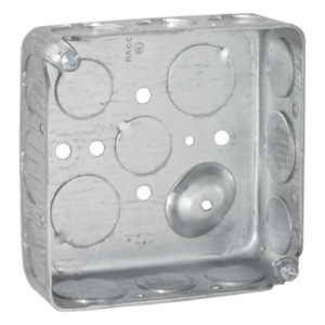 Caja Cuadrada Eléctrica / 4 x 4 in / Profundidad 1.563 in / Capacidad 21 in³ / 17 Entradas Conduit / Acero Galvanizado Troquelado