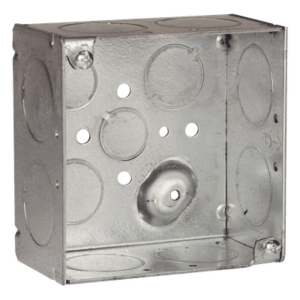 Caja Cuadrada Galvanizada / 4 x 4 in / Profundidad 2.125 in (5.4 cm) / 13 Entradas Conduit / Acero Soldado / 30.3 in³ Capacidad