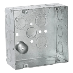 Caja Cuadrada para Instalaciones Eléctricas / Acero Galvanizado / 42 in³ / 12 Entradas Laterales TKO / Profundidad 2-1/8 in / UL Listed