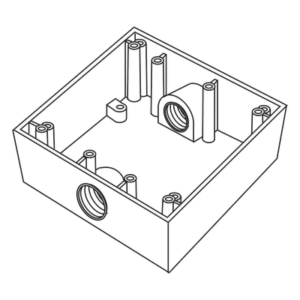 Caja Cuadra a Prueba de Intemperie / 3/4" (19 mm) / 2 Salidas NPT / Volumen 492 cm³ / IK09 / Aluminio Diecast