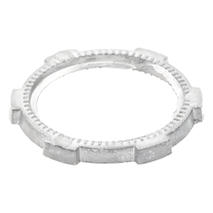 Contratuerca Metálica / Zamac 51 mm (2") / Diámetro 74 mm / Estrías para Continuidad de Tierra / Acabado Zinc Bruñido