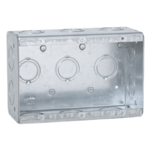 Caja Multigang / 3 Gangs / Profundidad 2.5 in / 16 Entradas 1/2" y 3/4" / Capacidad 47.8 in³ / Acero Galvanizado / UL Listed