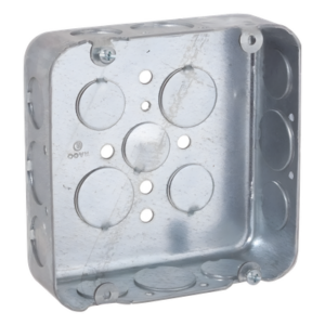 Caja Cuadrada Troquelada / Acero / 4 11/16 x 4 11/16 in / Profundidad 1.5 in (38.1 mm) / 17 Entradas Conduit / UL Listed