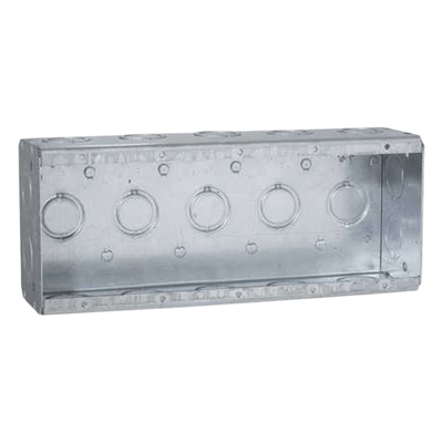 Caja Multigang / 5 Gang / Profundidad 2.5 in / 19 Entradas 1/2"-3/4" / Capacidad 79.5 cu. in / Acero Galvanizado