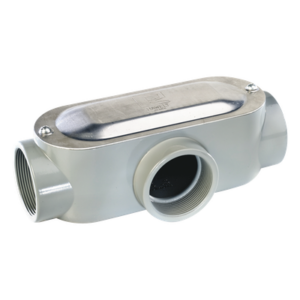 Caja de Registro Ovalada / Tipo T / 1 1/4" (31.8 mm) / Aluminio Die-Cast / NPT Conduit Rígido / Hermética 90°