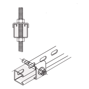 Tope Unicanal / Forma U / Tornillo 3/8" (9.5 mm) / Acero Galvanizado / Carga Pesada