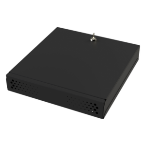 Gabinete Metálico para DVR/NVR / Acero Calibre 20 / Tapa Superior Desmontable / Doble Ventanilla Frontal / Chapa de Seguridad con Llave / Fijación Escritorio o Pared