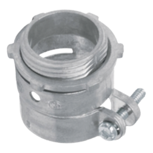 Conector Recto para Tubo Flexible / 1 1/4" (32 mm) / Diámetro 46 mm / Largo 45 mm / Contratuerca Integral / Certificado NEMA FB-1 y UL 514B