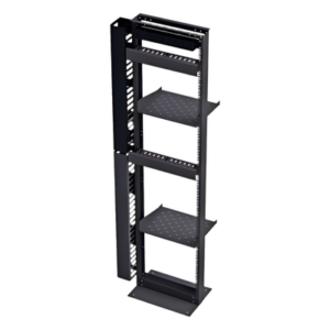 Kit organizador de redes / Rack 19' tipo L 45U / 2 organizadores verticales 45U total / 2 organizadores horizontales 2U / Regleta 8 salidas / Charolas y accesorios