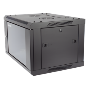 Gabinete de Montaje / 6 Unidades de Rack / 19" / Carga 40 kg / Puerta Cristal Templado / Pared o Piso / 600 x 368 x 450 mm (23.6 x 14.5 x 17.7 in)