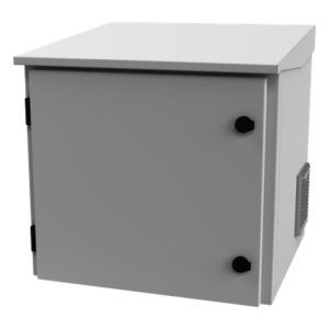 Gabinete de Exterior con Rack 19" / 9U / Ventiladores con Termostato Ajustable / Acero Galvanizado / Gabinete Armado