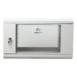 Gabinete de Pared 6U / 19" / Profundidad 455 mm (1.49 ft) / Cristal Templado / Carga 80 kg / Acero Reforzado