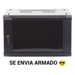 Gabinete de Pared / 6UR / 450mm (1.48 ft) Profundidad / Cristal Templado / 60kg Carga / Acero Negro