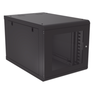 Gabinete de Pared 12U / Profundidad Ajustable 930 mm / Acero Reforzado ANSI/TIA / Carga 100 kg / Cristal Templado / 4 Postes Ajustables