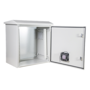 Gabinete Rack 19" / 11U / IP55 / IK10 / Acero Ventilado / Exterior 593 x 609 x 399 mm / Ventilador 110 VCA