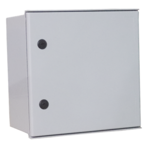 Gabinete de Poliéster IP65 / 400 x 400 x 200 mm / Carga 25 kg / Placa Trasera 307 x 386 mm / Cerradura con Llave / Uso en Intemperie