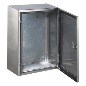 Gabinete de Acero Inoxidable IP66 / IK10 / 400 x 600 x 250 mm / 15.7 x 23.6 x 9.8 in / Carga 50 kg / Placa Galvanizada