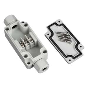 Caja de Conexión Exterior / IP66 / 3 Líneas / Terminales Tipo Herradura / Calibre 12-22 AWG / -40°C a +120°C