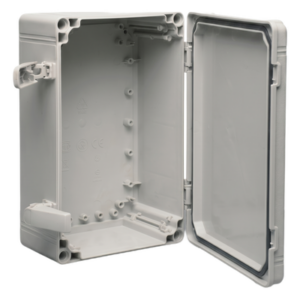 Gabinete Industrial Tipo 4X / 200 x 200 x 180 mm (7.87 x 7.87 x 7.09 in) / ABS Sin Halógenos / IP66 / Tapa Opaca con Tornillos / Panel Ajustable