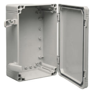 Gabinete Industrial Tipo 4X / ABS / IP66 / 400 x 300 x 180 mm (15.75 x 11.81 x 7.09 in) / Tapa Opaca con Tornillos / RAL 7035 / Panel Ajustable