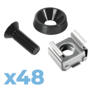 Kit de Montaje para Rack / 48 Tornillos / 48 Arandelas / 48 Tuercas Enjauladas / M5 y M6