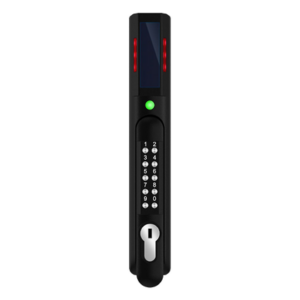 Chapa de Seguridad Electrónica / Doble Autenticación RFID y PIN / Lector Dual 125 kHz y 13.56 MHz / Sensor de Humedad Integrado / 200 Usuarios / LED de Alertas