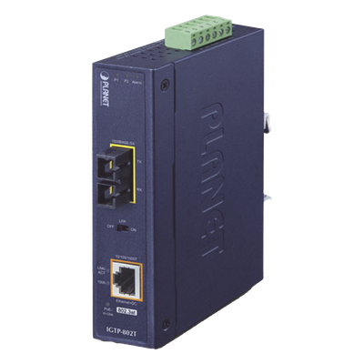 Convertidor de medios / PoE+ 802.3at / 1000BASE-SX a 10/100/1000BASE-T / Multimodo SC / 550 m (1804 ft) / -40 a 75°C / IP30