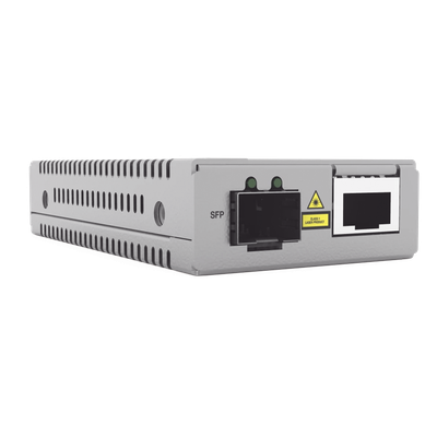 Convertidor de medios SFP+ a 10G RJ45 / Baja latencia 802.1Q / Paquetes jumbo 10 KB / Diseño compacto / Alimentación 12 VCC / TAA