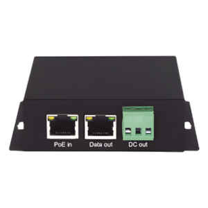 Splitter PoE / 1 Puerto PoE Entrada / 1 Puerto Salida Datos / Salida 12 Vcc 2A / Protección ESD 8 kV / Compacto