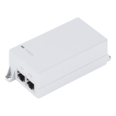 Inyector PoE / Pasivo Gigabit / 24Vcc 30W / 2x RJ45 / 100-240VAC / 3.8x2.1x1.4 in