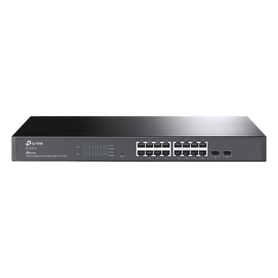Switch Administrable / 16 Puertos Gigabit RJ45 / 2 Puertos SFP 1G / Rendimiento 36 Gbps / Sin Ventilador / Gestión Centralizada OMADA