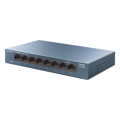 Switch de Escritorio / 8 Puertos Gigabit 10/100/1000 Mbps / Carcasa Metálica / Green Ethernet / Plug-and-Play