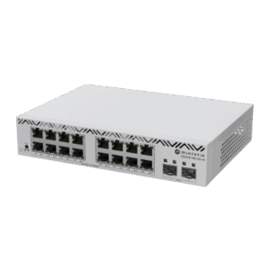 Switch Gigabit Ethernet / 16 Puertos RJ45 / 2 Puertos SFP+ 10G / Montaje Rack 1U / Refrigeración Pasiva / Consumo 13W