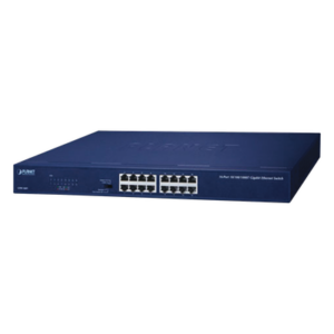 Switch / 16 Puertos Gigabit / 32 Gbps Switch Fabric / Modo Extendido 200 m (656 ft) / 1U Rack / 9,4 W