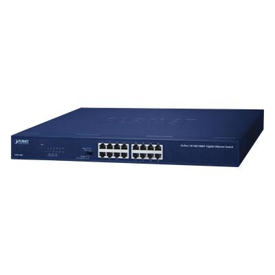 Switch / 16 Puertos Gigabit / 32 Gbps Switch Fabric / Modo Extendido 200 m (656 ft) / 1U Rack / 9,4 W