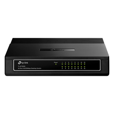 Switch de escritorio / 16 puertos RJ45 / 10/100 Mbps / Sin ventilador / 7.9 x 5.6 x 1.6 in