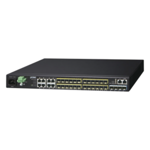 Switch Core Capa 3 / 24 SFP 100/1000X / 8 RJ45 Gigabit Compartidos / 4 SFP+ 10G / 95.23 Mpps / 1.44 x 0.79 x 0.14 pies