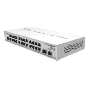 Switch / 24 Puertos Gigabit / 2 Puertos SFP+ 10G / Dual OS / 512 MB RAM / 800 MHz CPU / Fanless / PoE Pasivo / Doble Entrada DC
