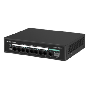 Switch PoE+ / 8 Puertos Gigabit / 2 Uplink GE+SFP / 120W / Sin Ventilador / 20 Gbps / 4 kV