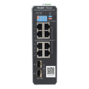 Switch Industrial PoE+ / 8 Puertos Gigabit / 1 PoE++ 60W / 7 PoE+ 30W / 2 SFP Uplink / 300W Total / Capacidad 20 Gbps / Layer 2